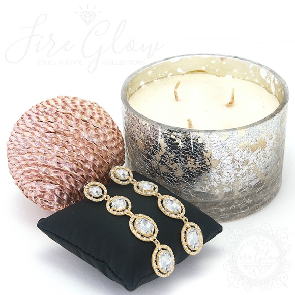 Gold Tiered Gem and Stud Dangling Earrings - Picture 8 of 8